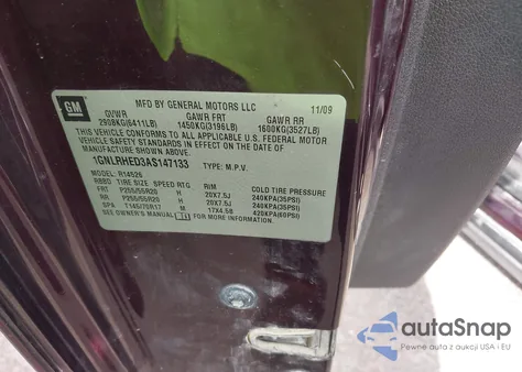 2010 Chevrolet Traverse Ltz from USA, damaged, VIN 1GNLRHED3AS147133